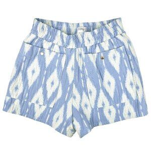 Songe Lab French Coastal Cowgirl High Cotton Argyle Blue White Shorts Size XXS